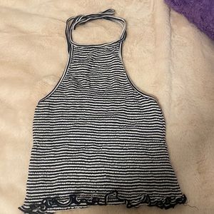 Black and white halter top